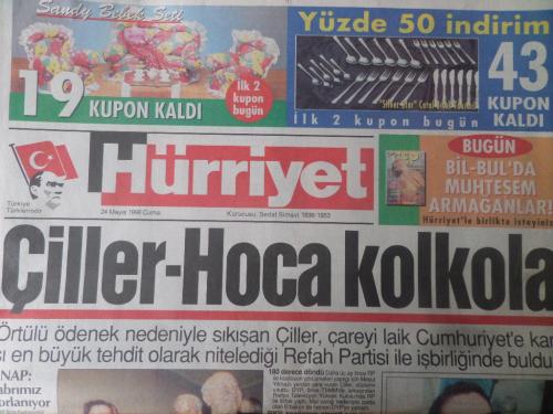 Hürriyet Gazetesi 24 Mayıs 1996 - Çiller-Hoca Kolkola