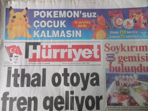 Hürriyet Gazetesi 29 Temmuz 2000 - İthal Otoya Fren Geliyor