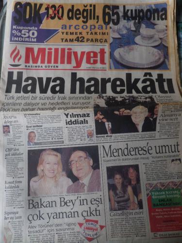 Milliyet Gazetesi 22 Mart 1996 - Hava Harekatı