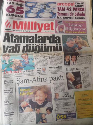 Milliyet Gazetesi 2 Nisan 1996 - Atamalarda Vali düğümü