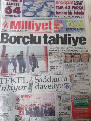 Milliyet Gazetesi 3 Nisan 1996 - Borçlu Tahliye