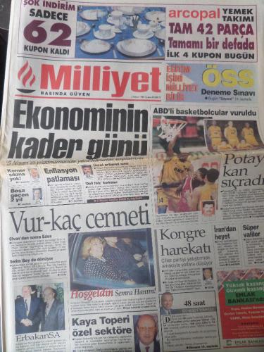 Milliyet Gazetesi 5 Nisan 1996 - Ekonominin Kader Günü