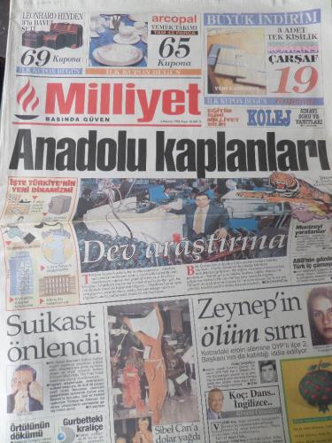 Milliyet Gazetesi 2 Haziran 1996 - Anadolu Kaplanları