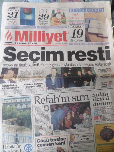 Milliyet Gazetesi 4 Haziran 1996 - Seçim Resti