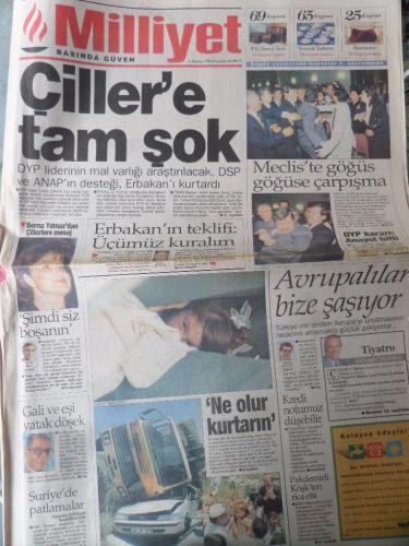 Milliyet Gazetesi 6 Haziran 1996 - Çiller'e Tam Şok