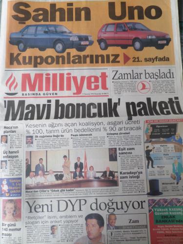 Milliyet Gazetesi 11 Temmuz 1996 - Mavi Boncuk Paketi