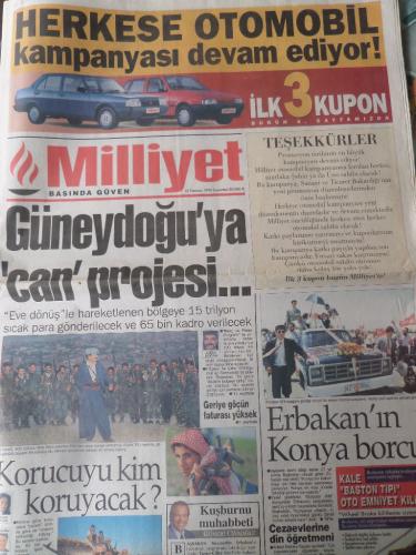 Milliyet Gazetesi 13 Temmuz 1996 - Güneydoğu'ya Can Projesi