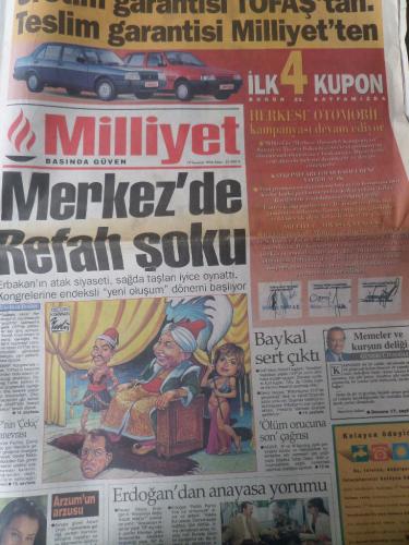 Milliyet Gazetesi 14 Temmuz 1996 - Merkez'de Refah Şoku