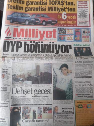 Milliyet Gazetesi 16 Temmuz 1996 - DYP Bölünüyor