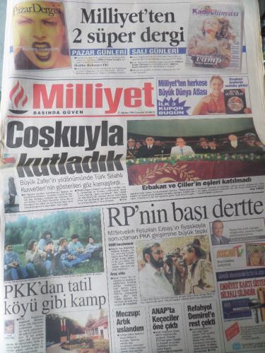 Milliyet Gazetesi 31 Ağustos 1996 - Coşkuyla Kutladık