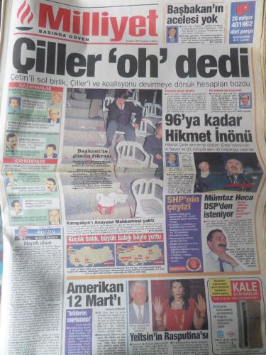 Milliyet Gazetesi 20 Şubat 1995 - Çiller Oh Dedi