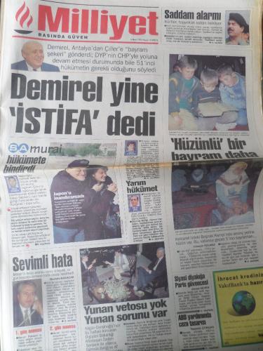 Milliyet Gazetesi 5 Mart 1995 - Demirel Yine İstifa Dedi