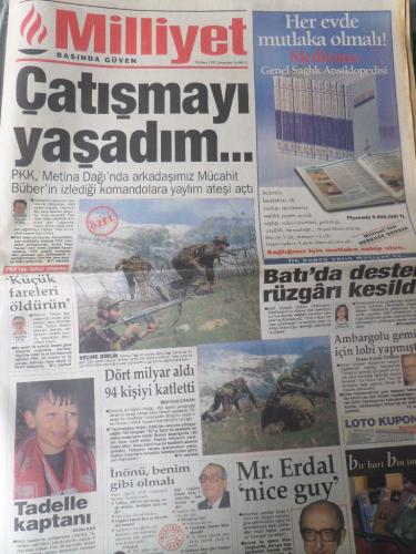 Milliyet Gazetesi 29 Mart 1995 - Çatışmayı Yaşadım...