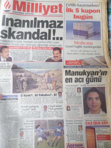 Milliyet Gazetesi 3 Nisan 1995 - İnanılmaz Skandal