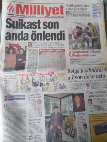 Milliyet Gazetesi 20 Nisan 1995 - Suikast Son Anda Önlendi