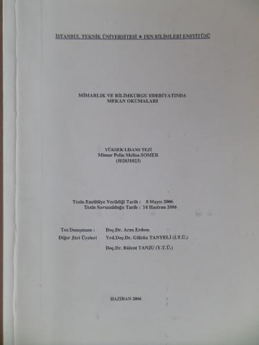 Mimarlık ve Bilimkurgu Edebiyatında Mekan Okumaları - Yüksek Lisan Tez