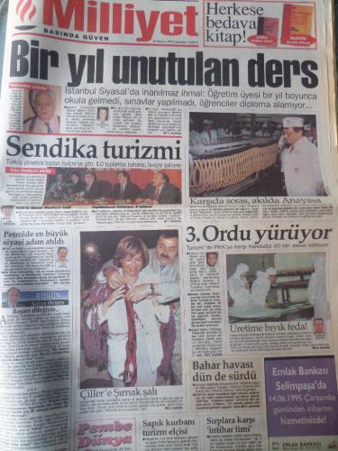 Milliyet Gazetesi 14 Haziran 1995 - Bir Yıl Unutulan Ders