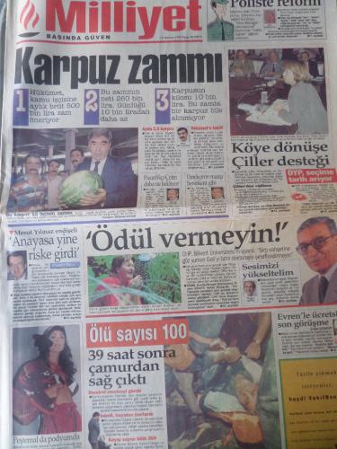 Milliyet Gazetesi 16 Temmuz 1995 - Karpuz Zammı