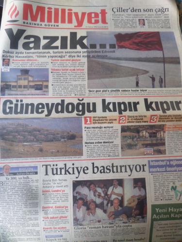 Milliyet Gazetesi 21 Temmuz 1995 - Güneydoğu Kıpır Kıpır