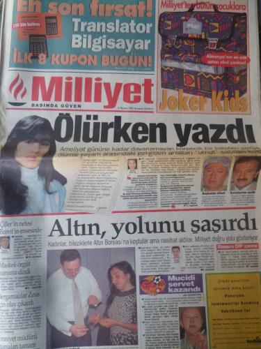 Milliyet Gazetesi 3 Ağustos 1995 - Ölürken Yazdı