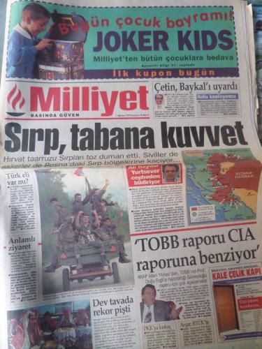 Milliyet Gazetesi 7 Ağustos 1995 - Sırp Tabana Kuvvet