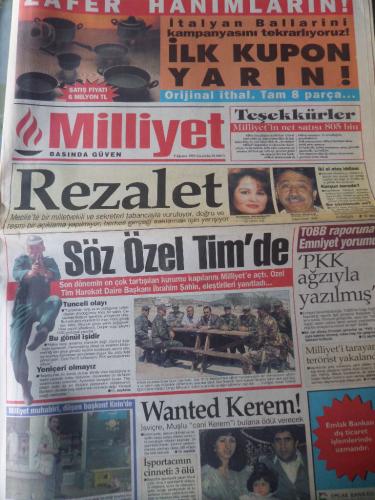 Milliyet Gazetesi 9 Ağustos 1995 - Rezalet - Söz Özel Tim'de