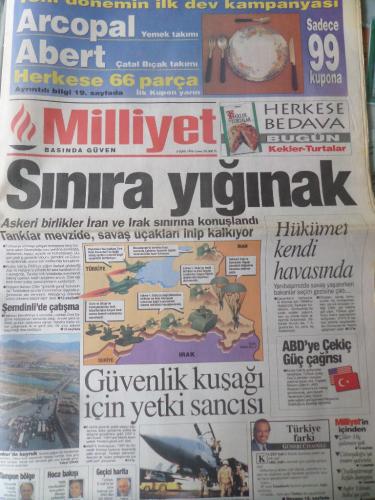 Milliyet Gazetesi 6 Eylül 1996 - Sınıra Yığınak