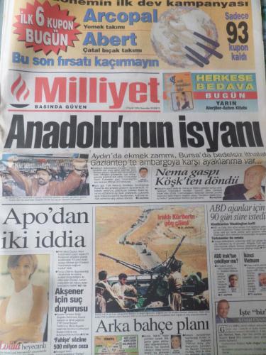 Milliyet Gazetesi 12 Eylül 1996 - Anadolu'nun İsyanı