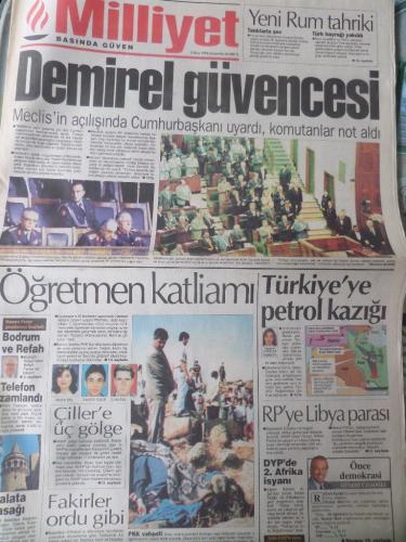 Milliyet Gazetesi 2 Ekim 1996 - Demirel Güvencesi