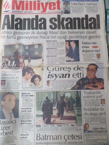 Milliyet Gazetesi 3 Ekim 1996 - Alanda Skandal