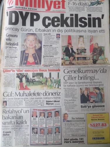 Milliyet Gazetesi 9 Ekim 1996 - DYP Çekilsin