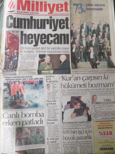 Milliyet Gazetesi 30 Ekim 1996 - Cumhuriyet Heyecanı