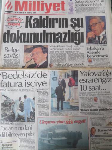 Milliyet Gazetesi 14 Kasım 1996 - Kaldırın Şu Dokunulmazlığı