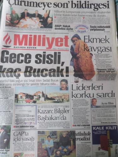 Milliyet Gazetesi 16 Kasım 1996 - Gece Sisli Kaç Bucak