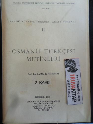 Osmanlı Türkçesi Metinleri II