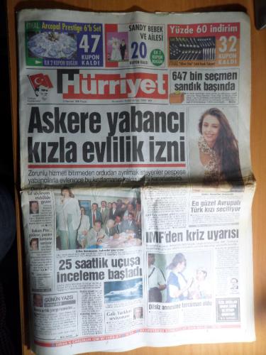 Hürriyet Gazetesi 21 Haziran 1996 Pazar - Askere Yabancı Kızla Evlilik İzni