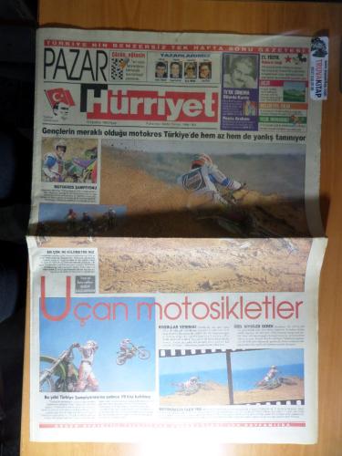 Hürriyet Gazetesi 13 Ağustos 1995 Pazar - Gençlerin Meraklı Olduğu Motokros Türkiye'de Hem Az Hem de Yanlış Tanınıyor