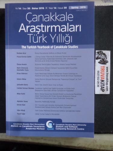 Çanakkale Araştırmaları Türk Yıllığı 2016 / 20
