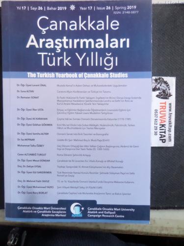 Çanakkale Araştırmaları Türk Yıllığı 2019 / 26