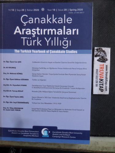 Çanakkale Araştırmaları Türk Yıllığı 2020 / 28