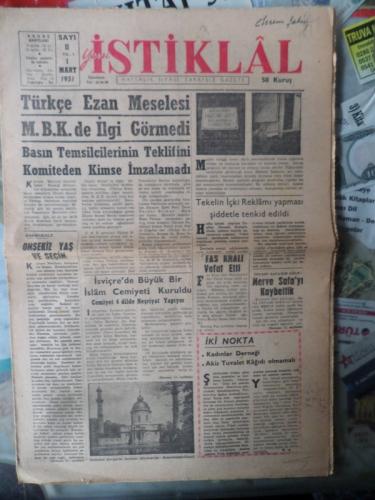 İstiklal 1 Mart 1951 - Türkçe Ezan Meselesi