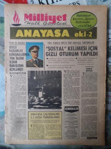 Milliyet Halk Gazetesi Anayasa Eki-2 -1961 Kurucu Meclis'inde Anayasa 
