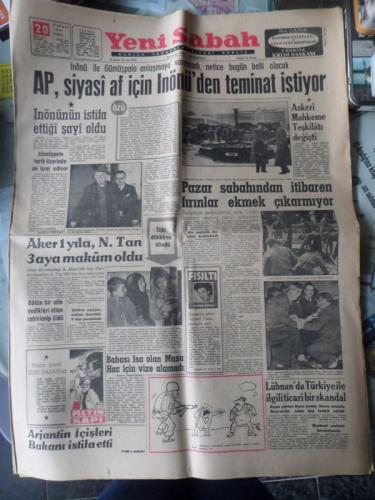 Yeni Şafak 20 Nisan 1962 - AP, Siyasi Af İçin İnönü'den Af İstiyor