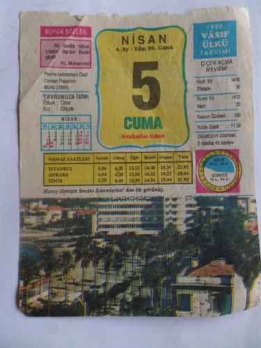 Eski Takvim Yaprağı 1996 / 5 Nisan Cuma