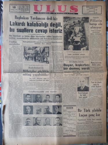 Ulus Gazetesi 18 Temmuz 1949 - Başbakan Yardıcısı Dedi Ki: Lakırdı Kal
