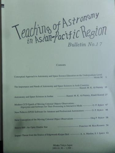 Teaching Of Astronomy İn Asian Pacific Region - Bulletin No. 17