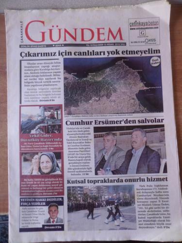 Çanakkale Gündem 12 Nisan 2016 - Çıkarımız İçin Canlıları Yok Etmeyeli