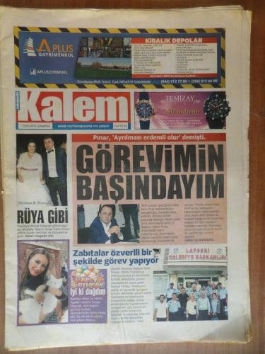 Kalem Gazetesi 7 Eylül 2016 - Görevimin Başındayım