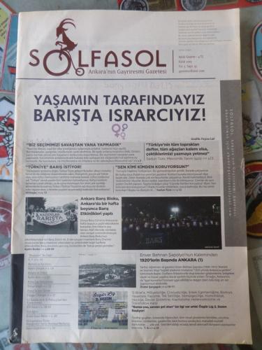 Solfasol Ankara'nın Gayriresmi  Aylık Gazetesi  Eylül 2015 - Yaşamın Tarafındayız Barışta Israrcıyız!