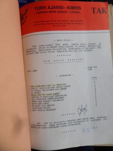 Türk Ajansı - Kıbrıs 1993 / Ocak - Şubat - Eylül Türk Ajansı - Kıbrıs 1993 / Ocak - Şubat - Eylül
